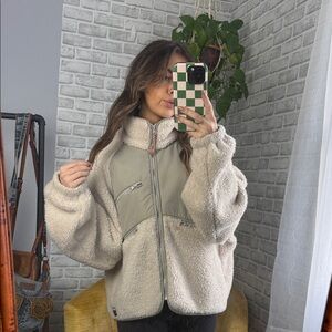 Urban Outfitters // Cream Sherpa Zip Jacket